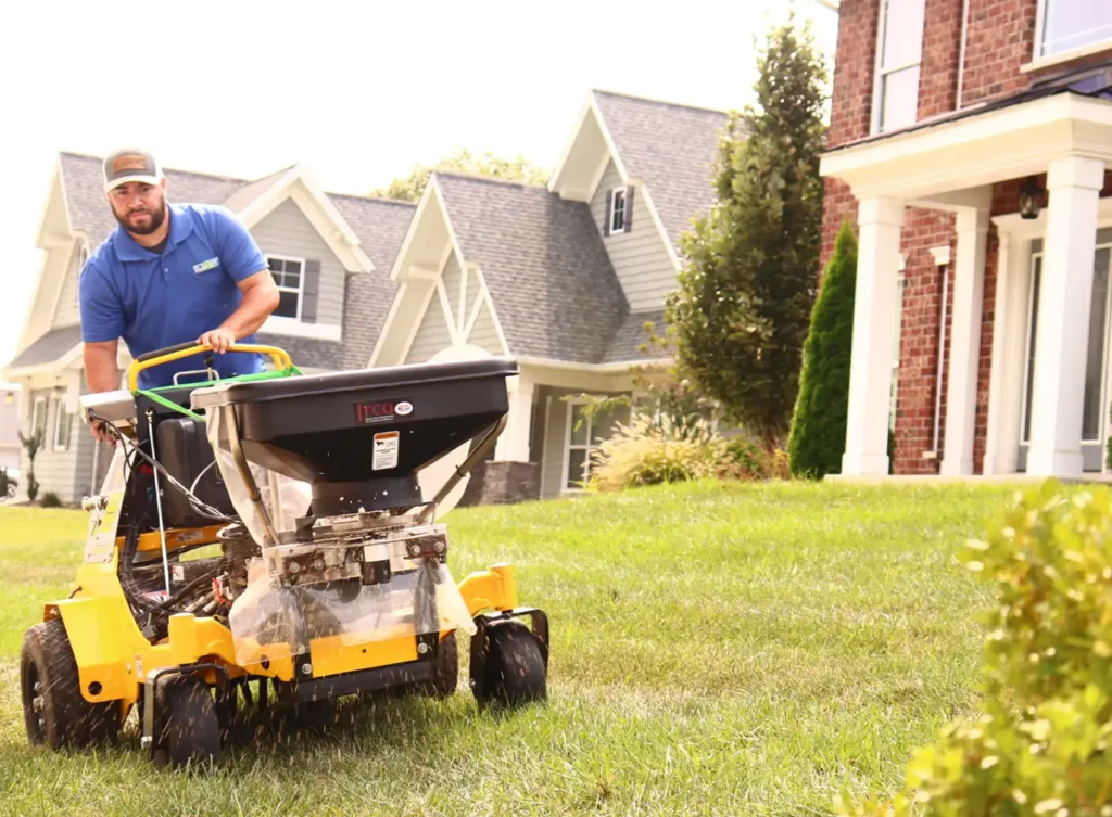 Element Turf & Outdoor Solutions - Lawn care equipment at a home in Godfrey, IL.